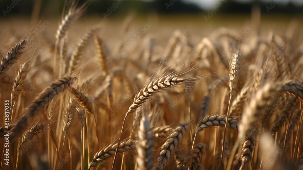 Obraz premium Wheat field in Ukraine close-up, made with generative AI