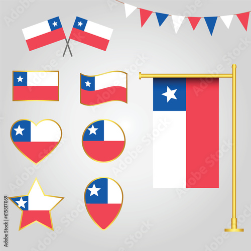 Free Download vector collection of Chile State of South America emblems and icons in different shapes - GFXLoad