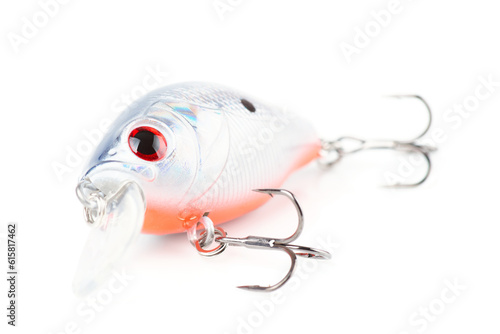 Plastic fishing lure - silver-blue rattler crank bait