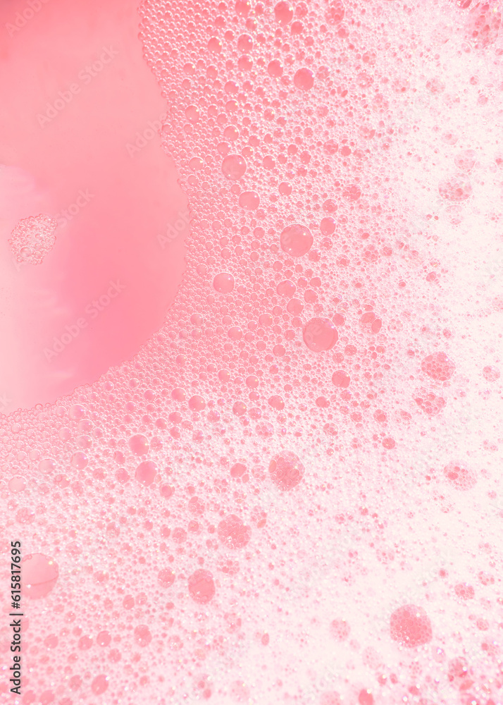pink soap foam. Macrophotography of objects