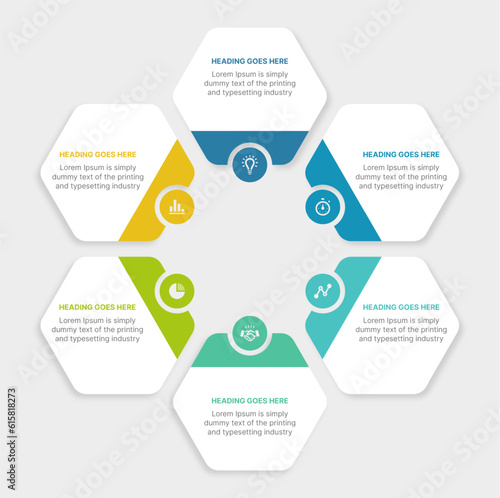 Six Options Circle Cycle Infographic Template Design