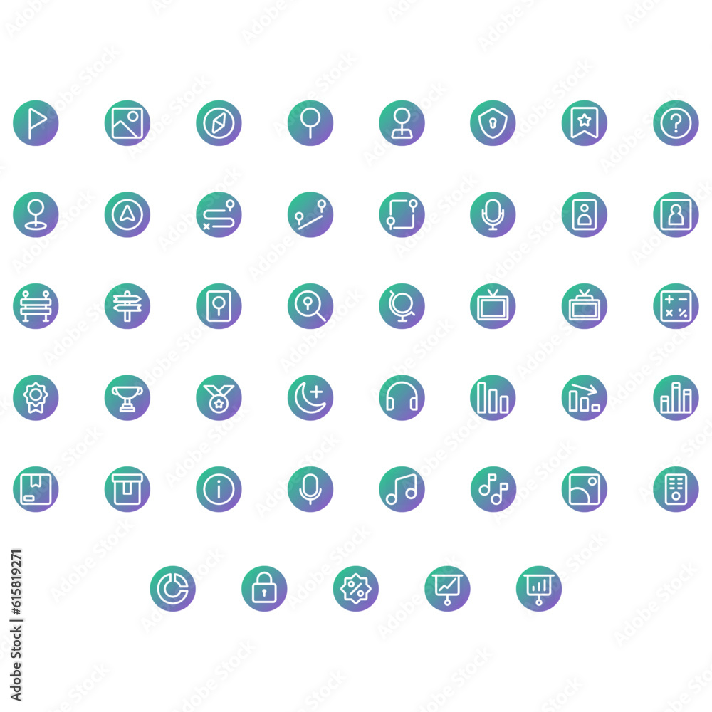 Vector of Essential UI 3 Icon Set Round Gradient. Perfect for user interface, new application. Vector of Essential UI 3 Icon Set Round Gradient. Perfect for user interface, new application.