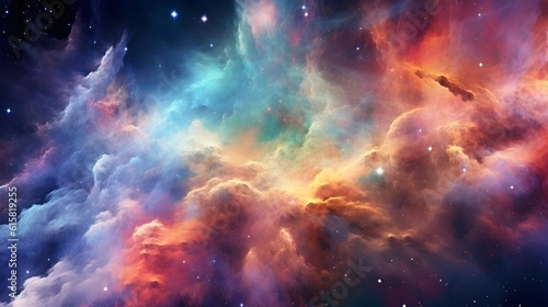 Nebula and stars in deep space. Science fiction wallpaper.generated ai 