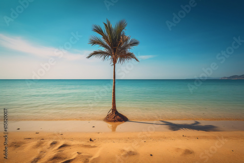 Palm tree on an empty beach photography