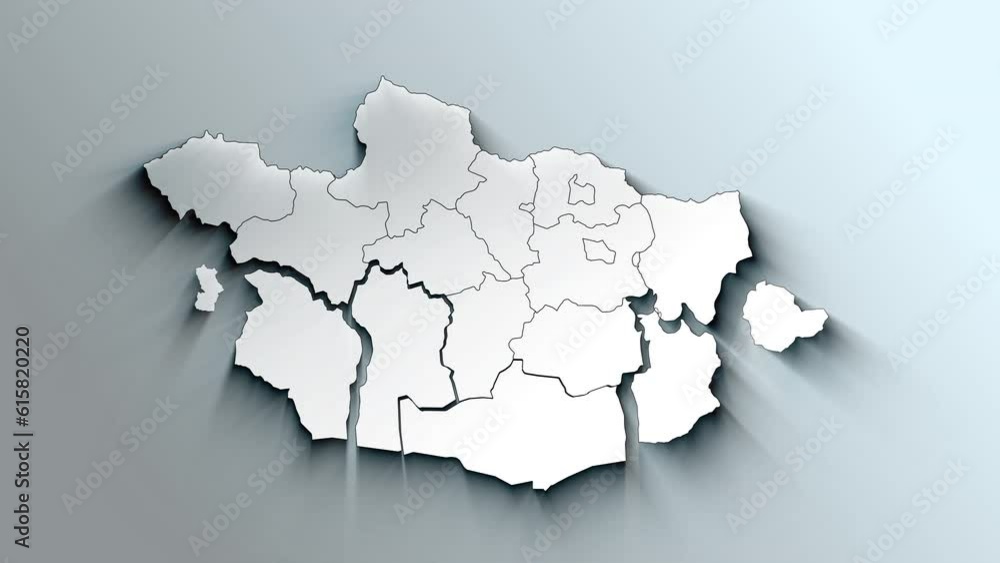 Modern White Map of Mongolia with Provinces Modern White Map of Mongolia with Provinces
