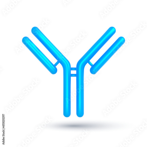 Antibody immunoglobulin molecule. Protective proteins. 3D medical icon. Vector illustration.