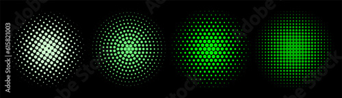 Set of halftone circles. Vector illustration,