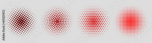 Set of halftone circles. Vector illustration,