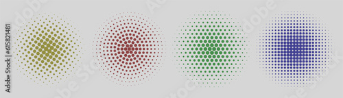 Set of halftone circles. Vector illustration,