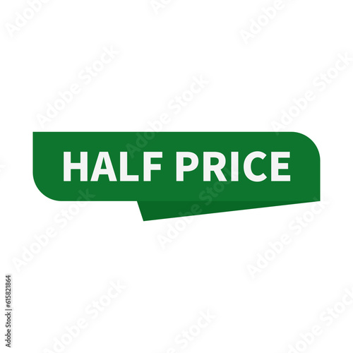 Half Price In Green Color Rectangle Ribbon Shape For Discount Promotion
