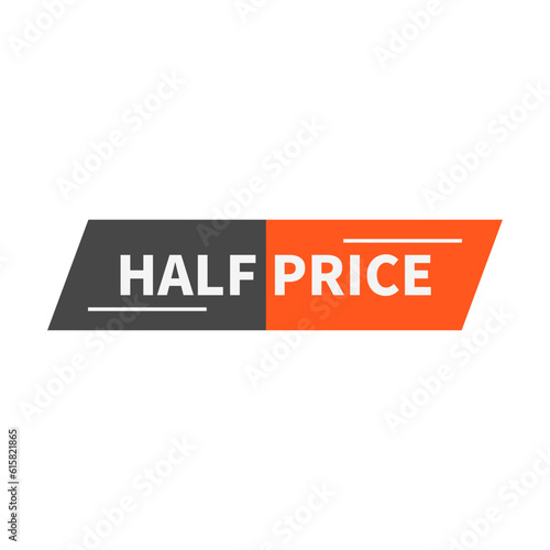 Half Price In Black Orange Color Parallelogram Shape For Discount Business Sale
