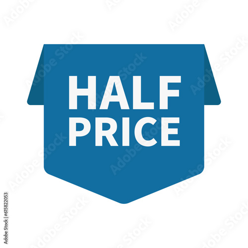 Half Price In Blue Color Unique Shape For Discount Promotion Sale
