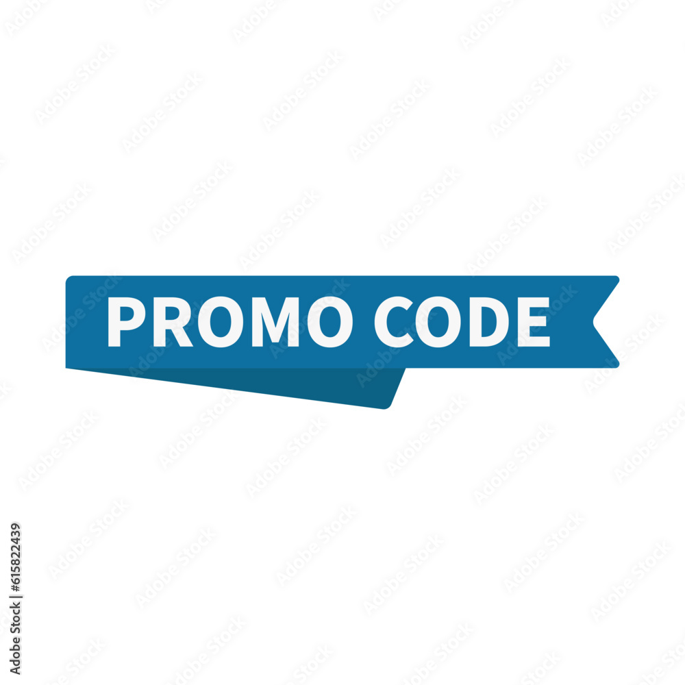 Promo Code In Blue Code Ribbon Rectangle Shape For Advertising Sale
