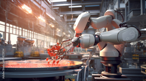 arm industrial robot automation in food industry generative ai photo