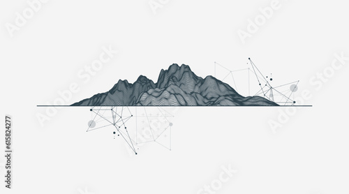 Trendy abstract wireframe background. Modern science or technology art elements. Surface illustration. Vector.