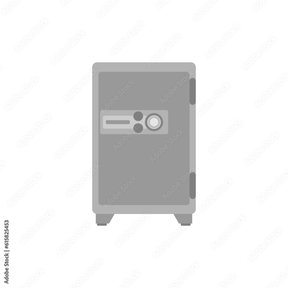safebox flat design vector illustration.Locked bank vault isolated on white background. Strongbox for money protection. Cash and valuables storage design element. Security steel deposit box safebox flat design vector illustration.Locked bank vault isolated on white background. Strongbox for money protection. Cash and valuables storage design element. Security steel deposit box