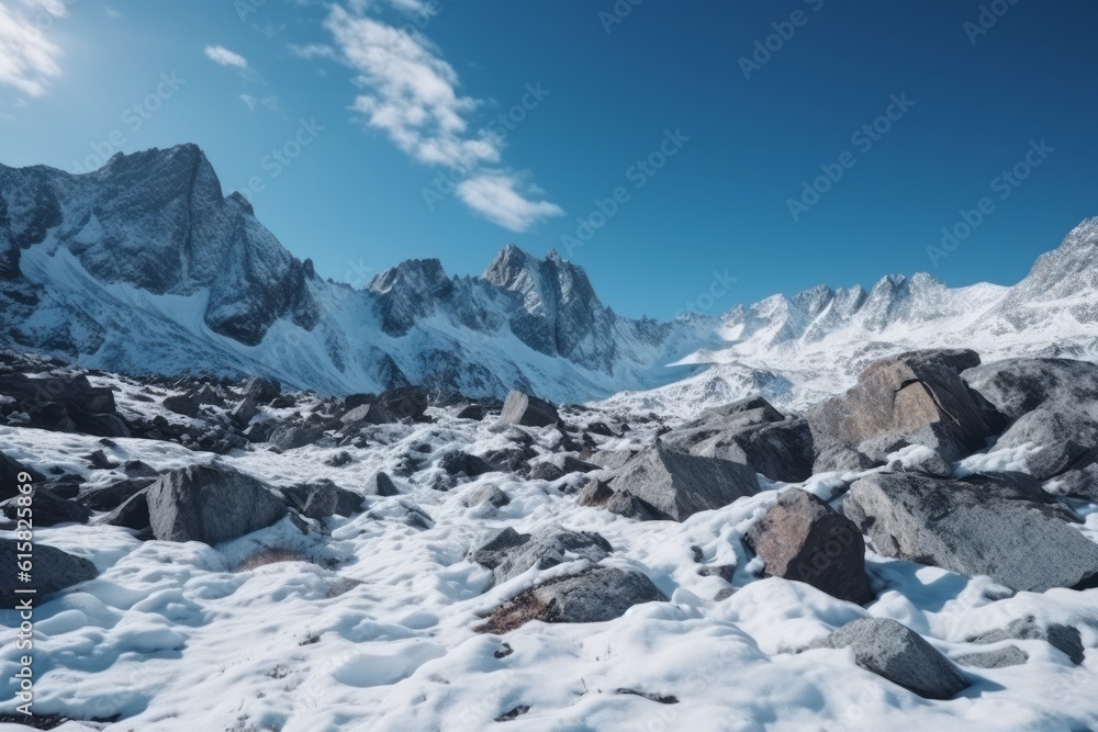 snow covered mountains. Generative AI