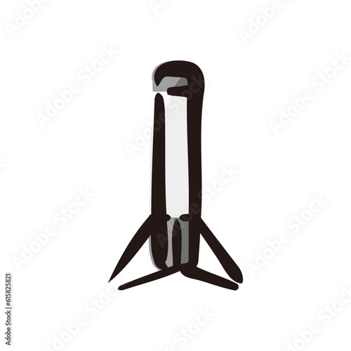 Rocket booster - Space and planet icon/illustration (Hand-drawn line, colored version)