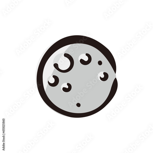 Moon - Space and planet icon/illustration (Hand-drawn line, colored version)