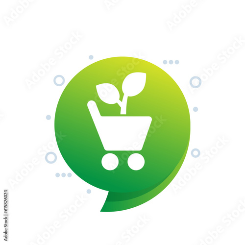 organic shop, eco products vector icon