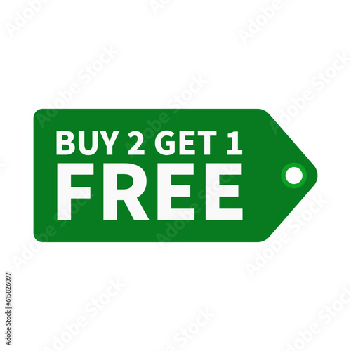 Buy Two Get One Free In Green Color Hanging Tag Shape For Advertising Sale
