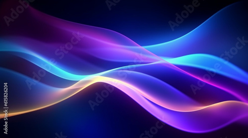 abstract blue violet yellow neon background  unfocused curvy glowing lines  colorful fantastic wallpaper - AI generated.