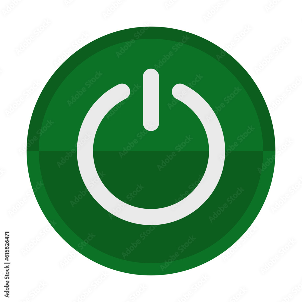 Power Button In White Green Color Circle Shape
