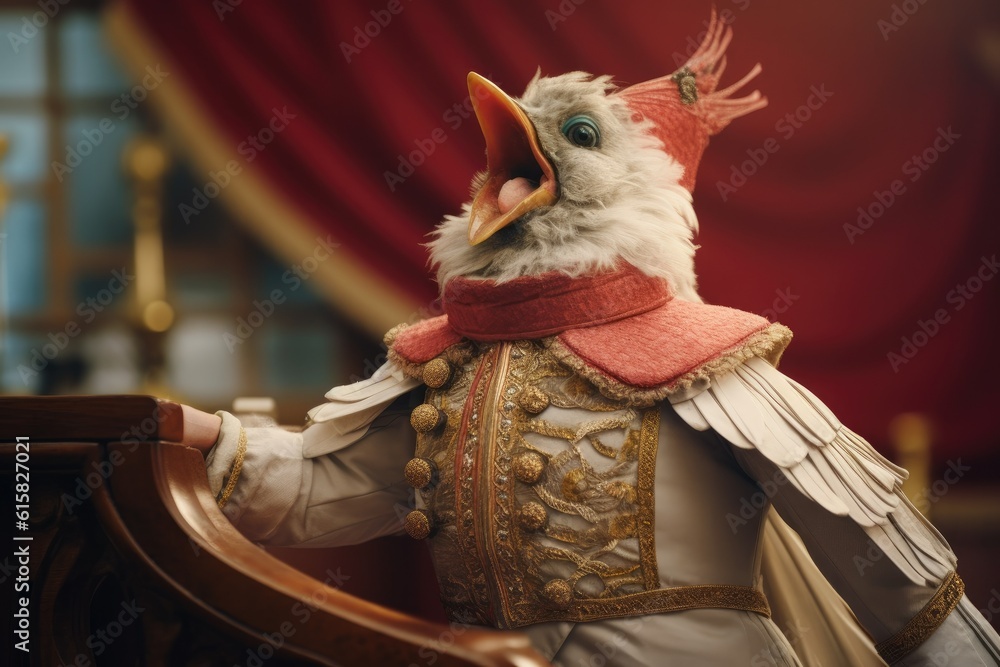 Obraz premium bird as an opera singer, fantasy illustration, generated with ai
