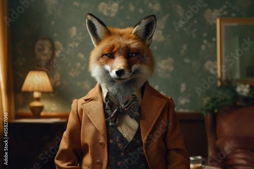 fox as a private detective, fantasy illustration, generated with ai