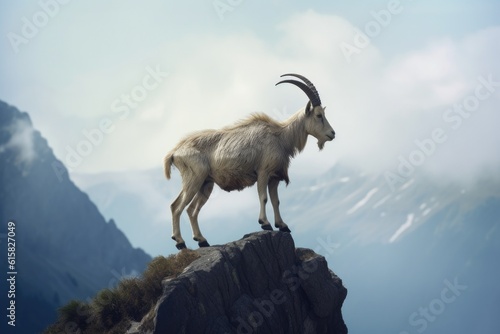 goat on a mountain top peak, generated with ai © Perfect PNG