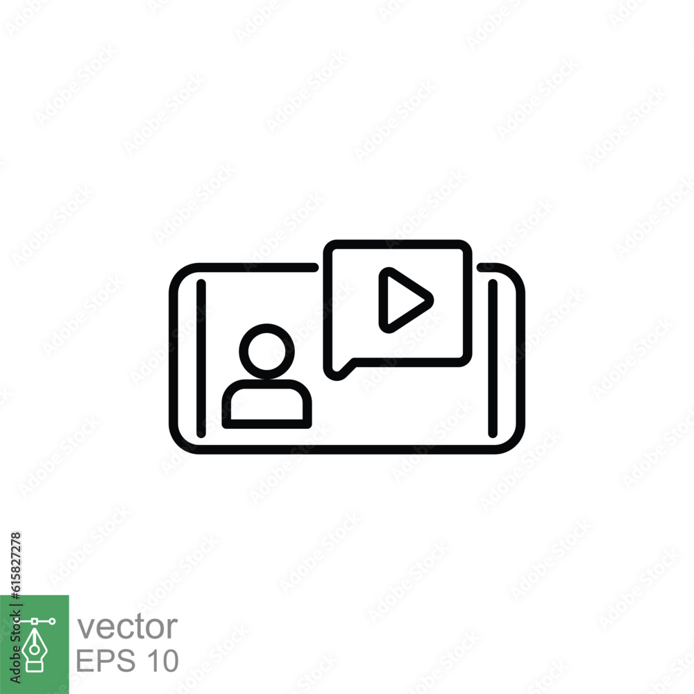 Online training in smartphone icon. Simple outline style. Webinar, video call, phone device, education concept. Thin line symbol. Vector illustration isolated on white background. EPS 10. Online training in smartphone icon. Simple outline style. Webinar, video call, phone device, education concept. Thin line symbol. Vector illustration isolated on white background. EPS 10.