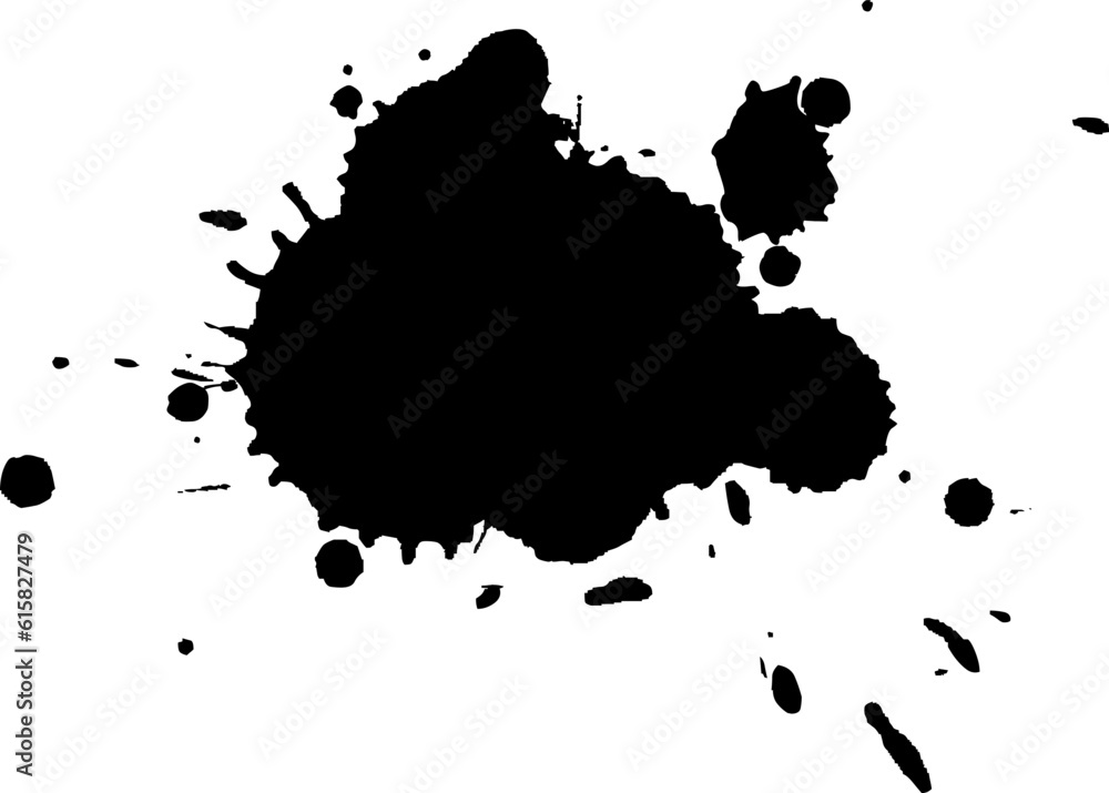 black ink dropped splatter splash in grunge graphic element