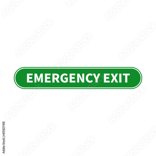 Emergency Exit In Green Color Rectangle Rounded Shape With White Line 