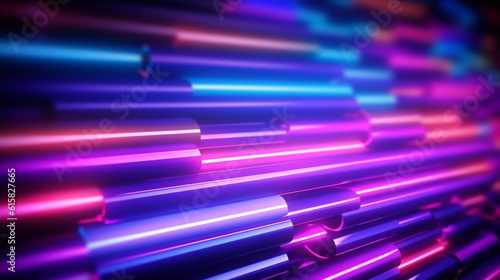abstract background with pink blue neon lines glowing in ultraviolet light. Data transfer concept. Digital futuristic wallpaper - AI generated.