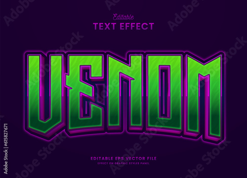 decorative neon green venom editable text effect vector design