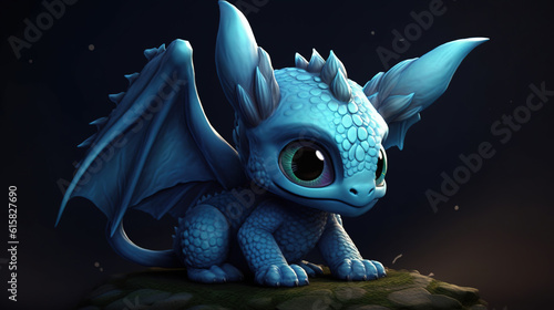 Generative AI, little tiny cute dragon. Symbol of 2024 year, New Year chinese horoscope animal photo