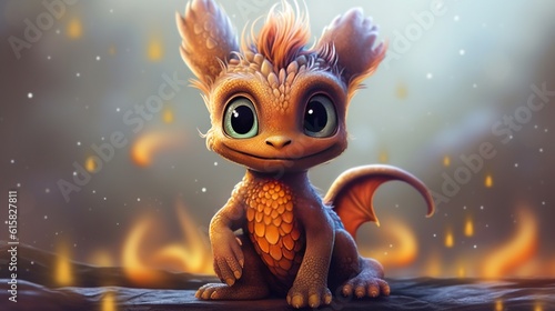 Generative AI, little tiny cute dragon. Symbol of 2024 year, New Year chinese horoscope animal photo