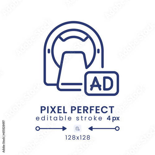 Functional magnetic resonance imaging linear desktop icon. Brain scanning. MRI scanner. Pixel perfect 128x128, outline 4px. GUI, UX design. Isolated user interface element for website. Editable stroke
