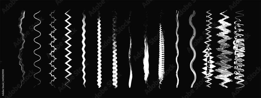 Set of wavy horizontal lines. Set of hand drawn line marker borders and ...