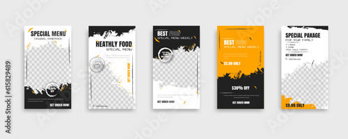 Set Of food post story social media banner template design. Creative design, easy Use for promotions you product. story food for your restaurant promotion.	
