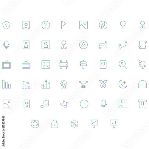 Vector of Essential UI 3 Icon Set Thin Gradient. Perfect for user interface, new application.