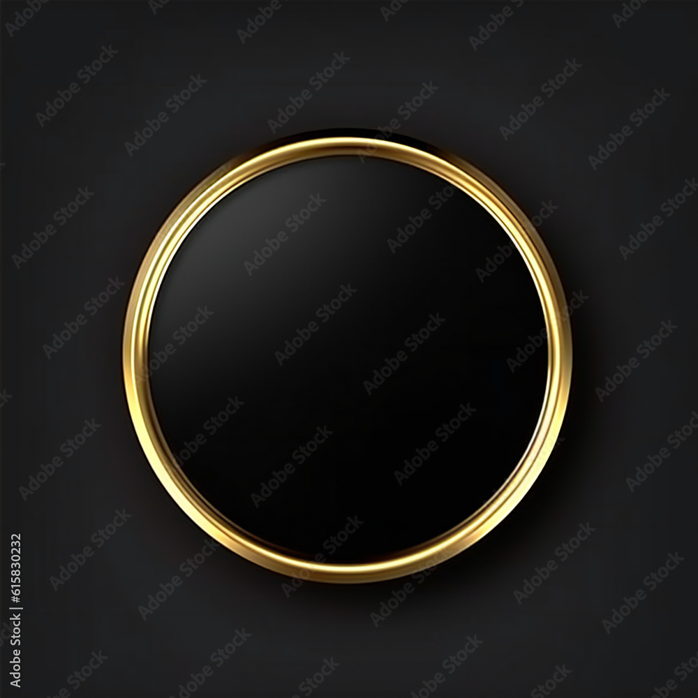 Gold circle on black background. Generative AI. Gold circle on black background. Generative AI.