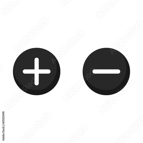 Plus Minus Icon In Black Color Circle Shape With White Line 