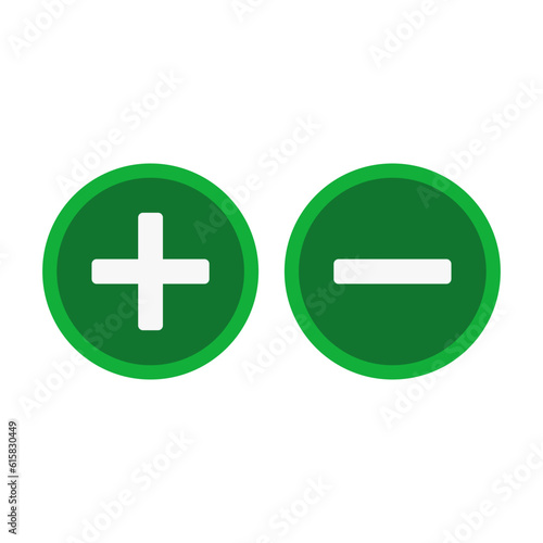 Plus Minus Icon In Green Color Circle Shape With White Line 