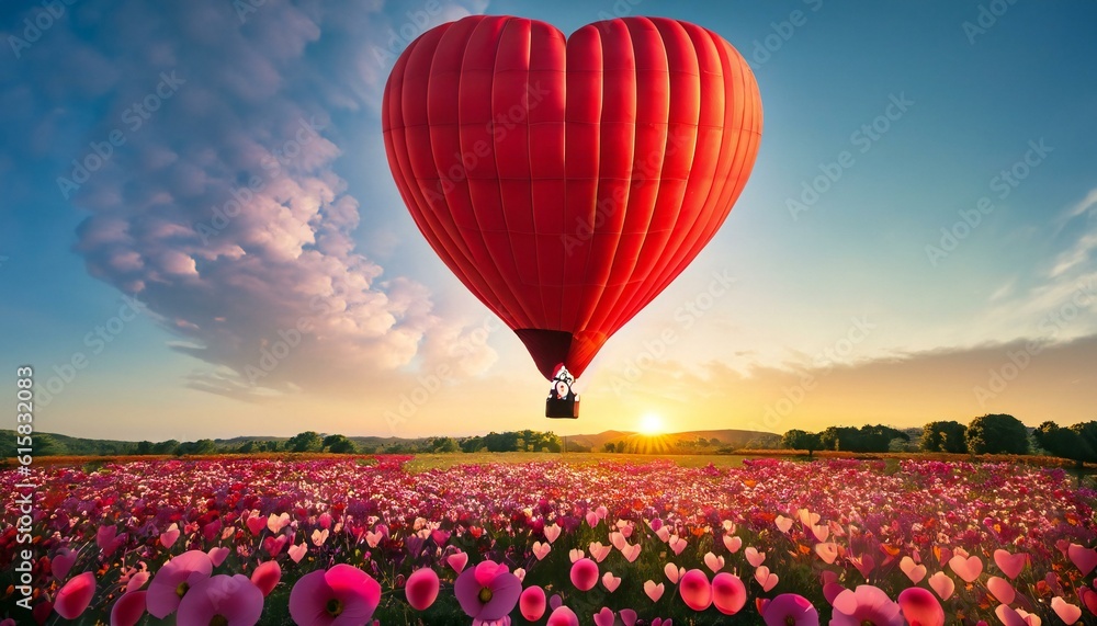 Fototapeta premium hot air balloon in sunset