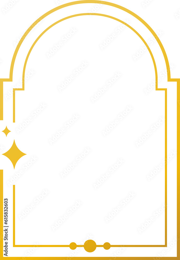 Oriental style arabic gold border, frame. Linear style Islamic window, door in boho style. Arabic minimal shape arch. Golden Design element for design. Ramadan kareem Oriental style arabic gold border, frame. Linear style Islamic window, door in boho style. Arabic minimal shape arch. Golden Design element for design. Ramadan kareem