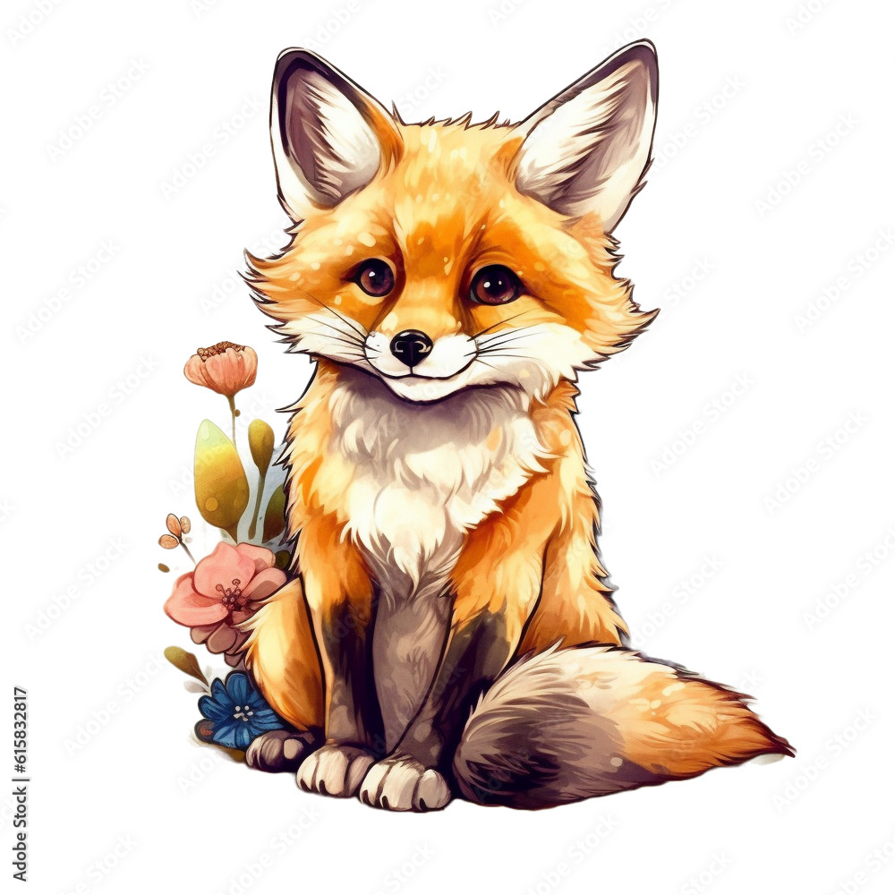 fox character sticker, Generative AI