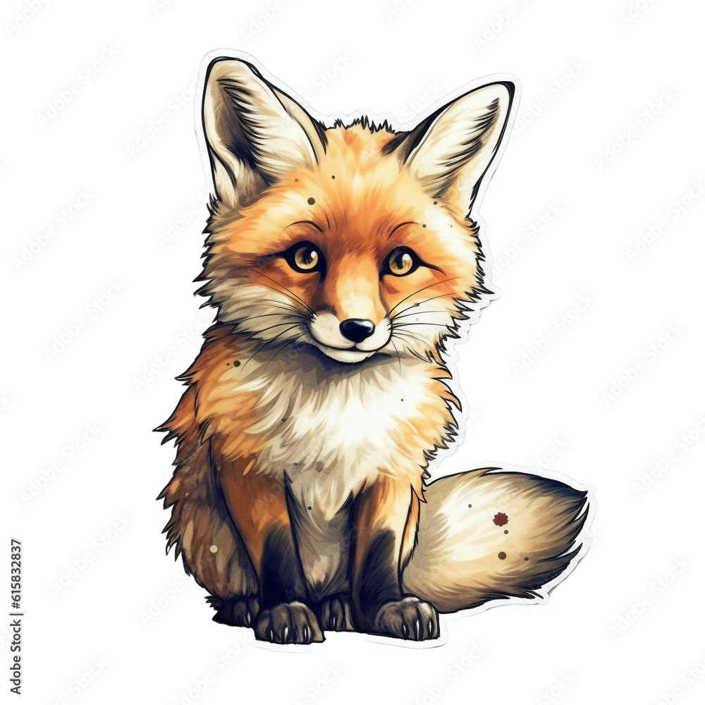 Obraz premium fox character sticker, Generative AI