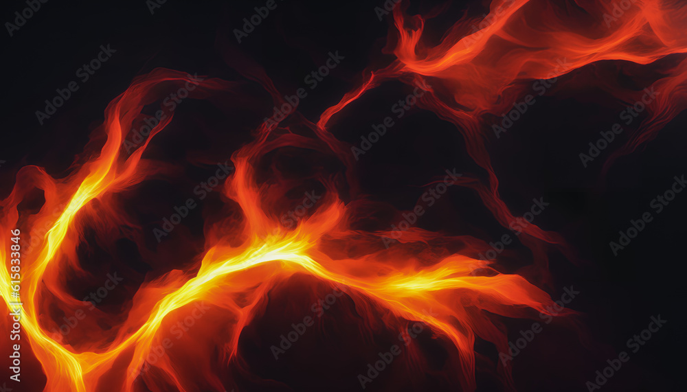 Flames of fire amidst swirling trails. Generative AI.
