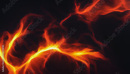 Flames of fire amidst swirling trails. Generative AI.